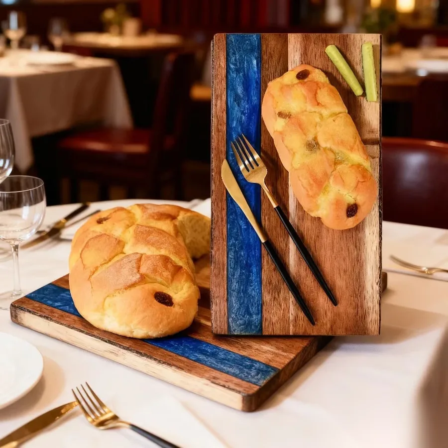Ocean Whisper Rectangular Board — PEIMI handcrafted resin and wood serving board