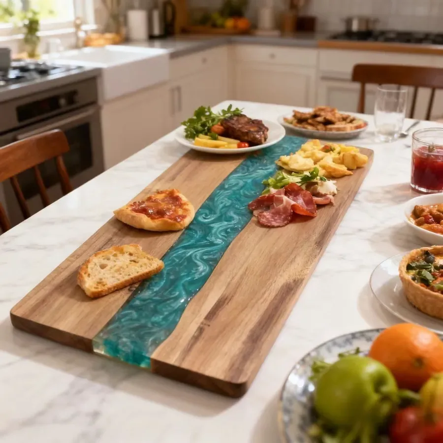 Midnight Stream XL Board — PEIMI handcrafted resin and wood serving board