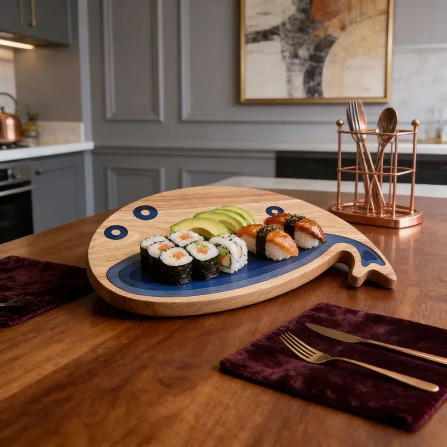 Dune Landscape Baguette Board — PEIMI handcrafted resin and wood serving board