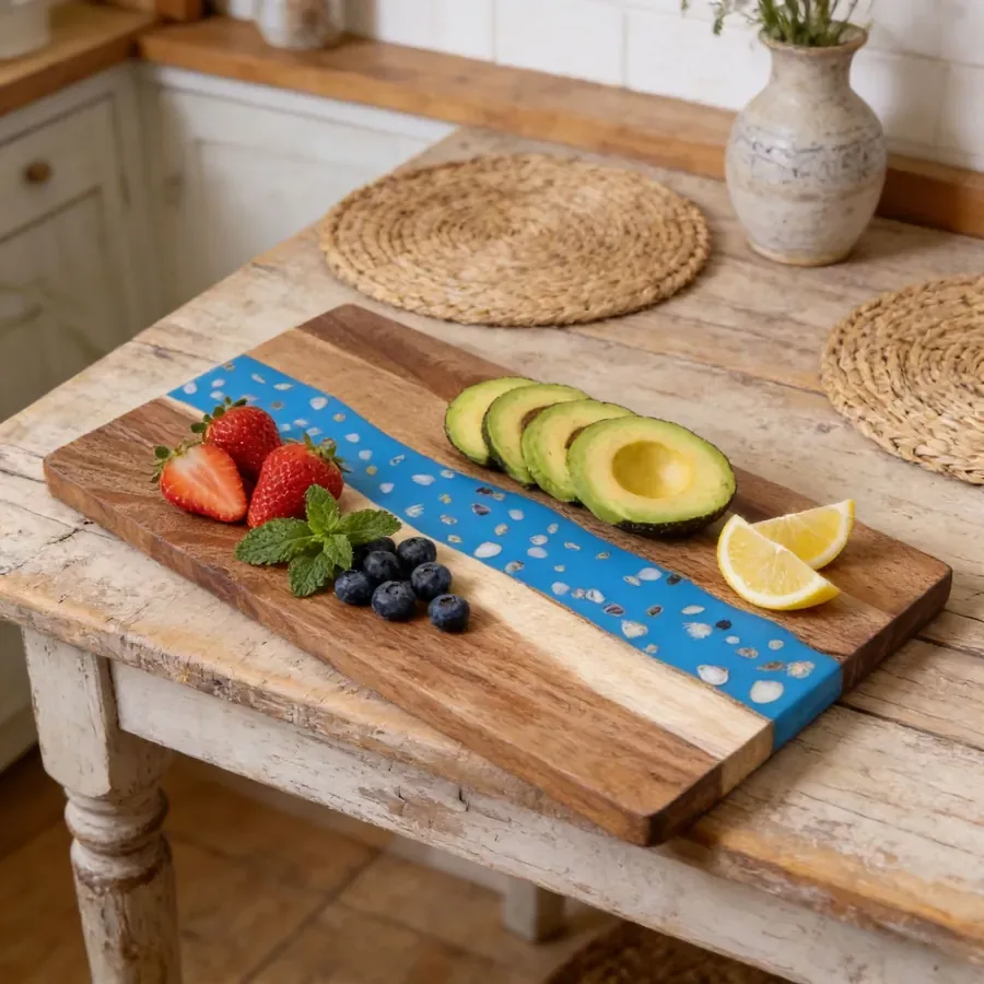 Artisan Mosaic Rectangular Board — PEIMI handcrafted resin and wood serving board