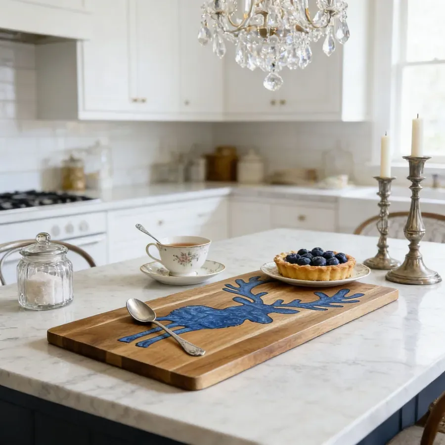 Cloud Nine Marble Board — PEIMI handcrafted resin and wood serving board