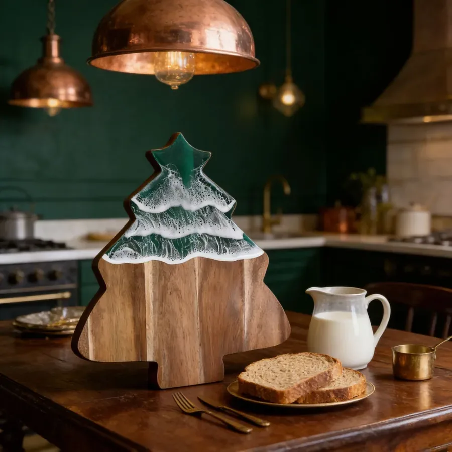 Evergreen Pines Holiday Board — PEIMI handcrafted resin and wood holiday board