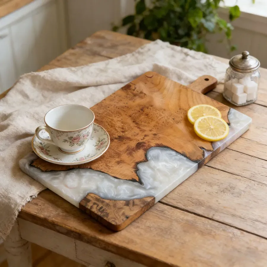 Tidal Pool Heart Board — PEIMI handcrafted resin and wood trinket tray