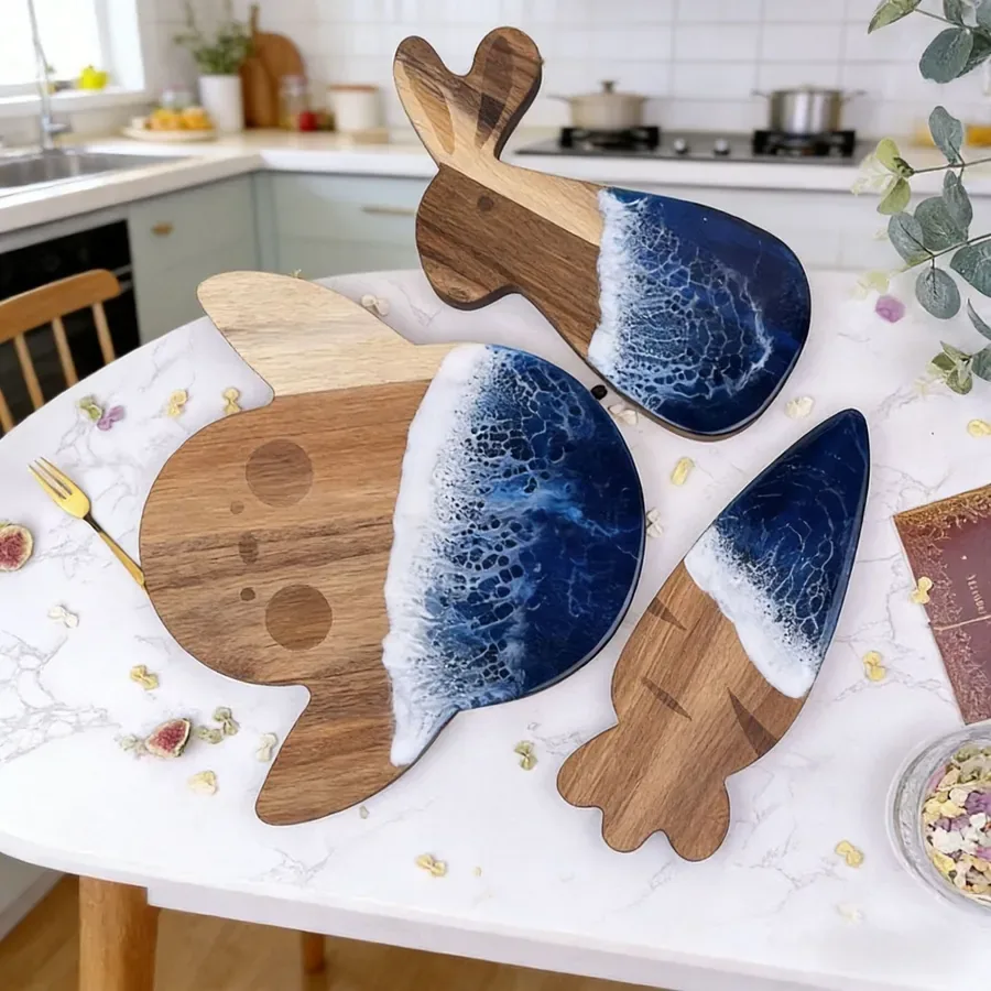 Ember Maple Serving Board — PEIMI handcrafted resin and wood holiday board
