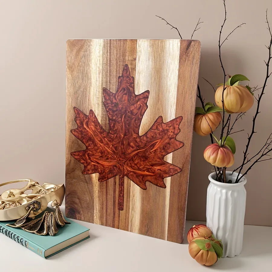 Harvest Maple Walnut Board — PEIMI handcrafted resin and wood holiday board